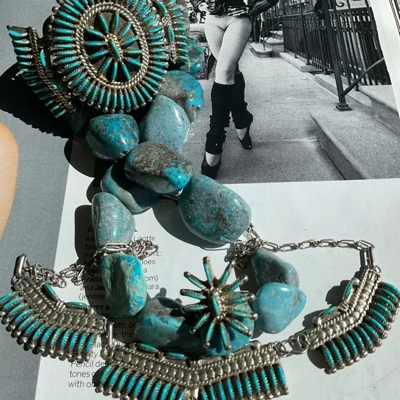 Bracelet and Necklace Set~ Native Signed BellisonZuni J.S. Bellson Sterl… - Picture 14 of 16